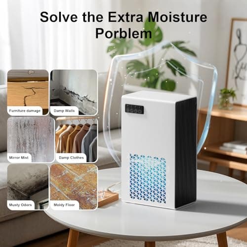 FancyBark Dehumidifiers for Home, 99oz Water Tank Dehumidifier for Bedroom Basement Bathroom RV with Auto Shut Off, Drain Hose, Sleep Mode, (White) 7