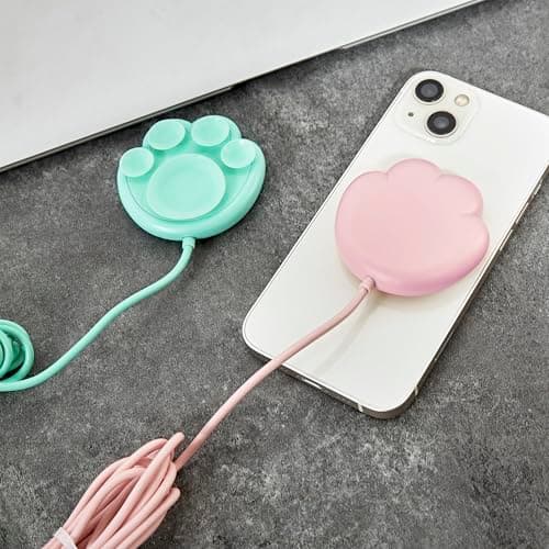 CXIBIKL Pink Cat Paw Wireless Charger - 15W Fast Charging for iPhone & Samsung, for Cat Lovers, Best Friends & Teens (Adorable Design)(No AC Adapter) (Pink) 6