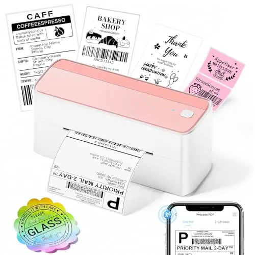 ASprink Shipping Label Printer - Bluetooth Thermal Label Printer for Shipping Packages, Small Business, Barcode Labels, Customer Stickers Compatible with for Amazon, Ebay, Shopify, USPS, UPS, FedEx
