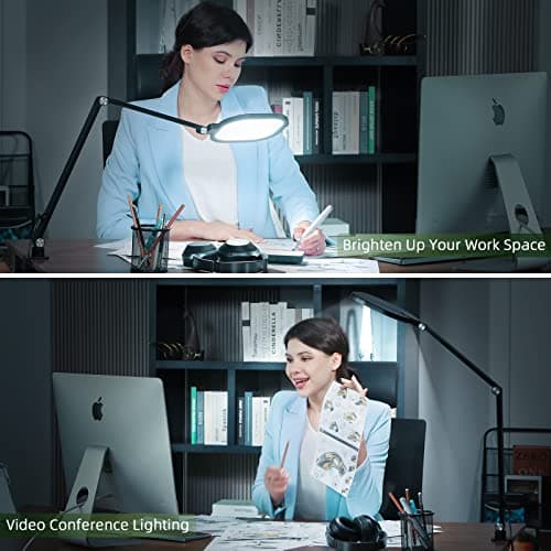 LitONES Video Conference Lighting for Computer, Dimmable Light for Video Recording, Meeting, Laptop & Webcam, 15W Ring Light for Desk with C- Clamp, Swing Arm, Remote, Memory & Timer CRI >95 7