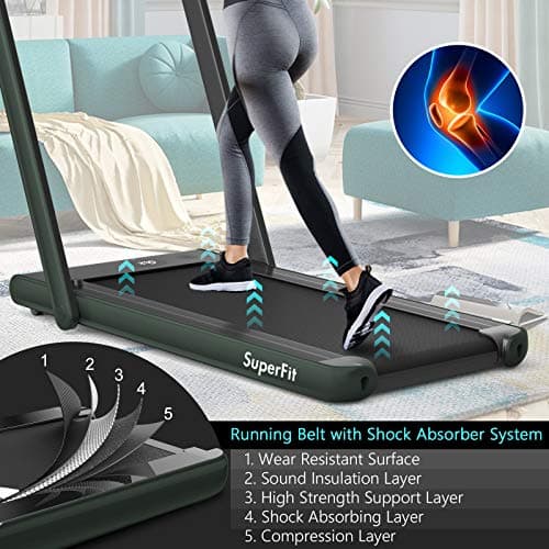 Goplus 2 in 1 Folding Treadmill with Dual Display, 2.25HP Superfit Under Desk Electric Pad Treadmill, Installation-Free, Blue Tooth Speaker, APP Control, Remote Control, Walking Jogging for Home 5