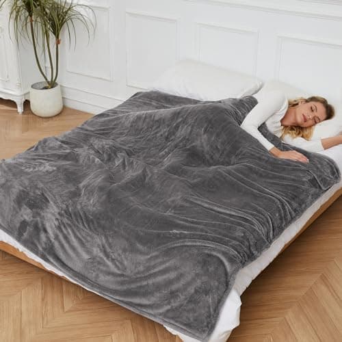 McJaw Electric Blanket Full Size 72"x84" Heating Blanket, 4 Heat Settings & 10 Hour Auto Shut-Off, Overheat Protection, Plush Flannel Electric Throw Heated Blanket, Light Grey