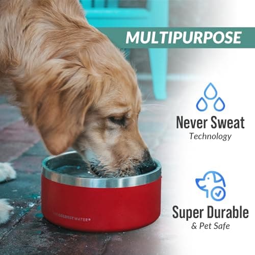 Coldest Dog Bowl - Anti Rust Metal, Non Slip, 3 Layers Insulated Stainless Steel Dog Bowls - Spill Proof & Heavy Duty - Water Bowl for Dogs, Cats, Dish Washer Safe (21 oz, Polished Stainless Steel) 7