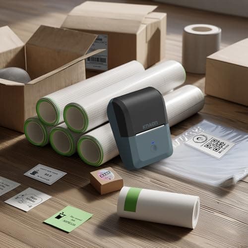 KNAON Bluetooth Label Maker Machine with Tape, Y50P Portable Thermal Sticker Maker for Home Office, Small Bussiness & School – Logo Stickers Printer – Includes 230 Labels, Black 8