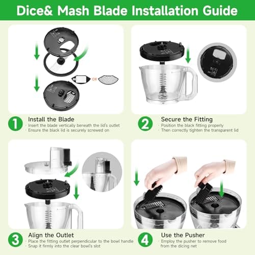 Homtone 16 Cup Food Processor, Large 11-in-1 Heavy Duty Food Processors and Blender Combo- 5 Preset Modes for Chopping,Shredding, Slicing, Kneading, Blending, Stepless Speed Control, 650W, Silver 6