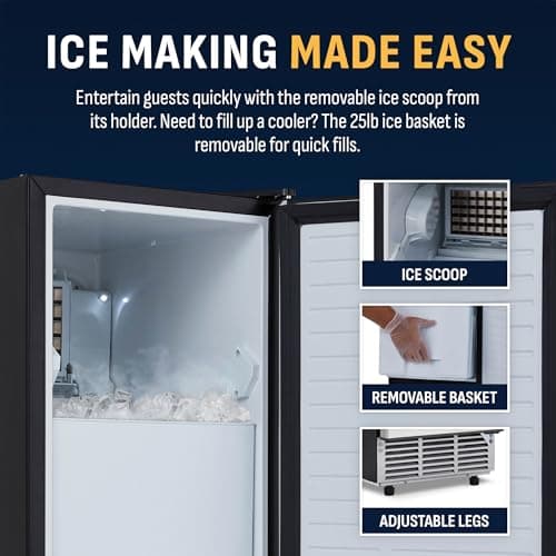 Newair 15" Commercial Nugget Ice Maker | Freestanding or Built-in Under Counter Ice Maker with 80 lbs/Day Production | for Home Bar, Kitchen & Restaurant Use | Stainless Steel 7