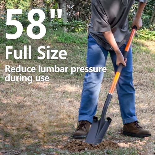 VNIMTI Heavy Duty Shovel with Fiberglass Handle for Digging and Gardening, Metal, 58 Inches 5
