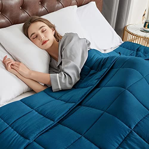 CYMULA Weighted Blanket for Adults (15lbs 60"x80" Queen Size) - Cooling Breathable Heavy Blankets for Summer Winter - Ultra Microfiber Soft Comfort Throw with Glass Beads - Gifts for Men/Women
