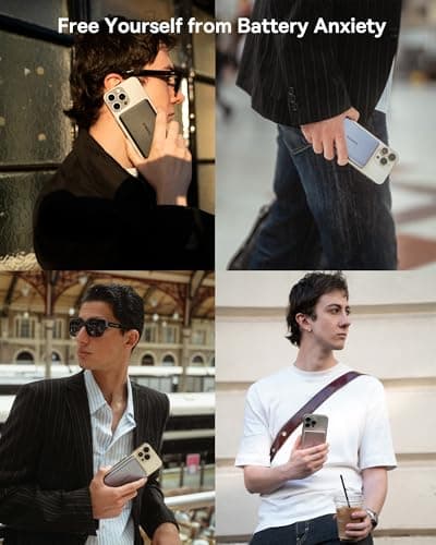 Baseus Picogo Power Bank, 0.3" Ultra Slim 5000mAh MagSafe Battery Pack, Update Polished Alloy Magnetic Portable Charger, Wireless Charger with USB-C Cable for iPhone 17 Pro Max/17 Air/16/15/14/13/12 8