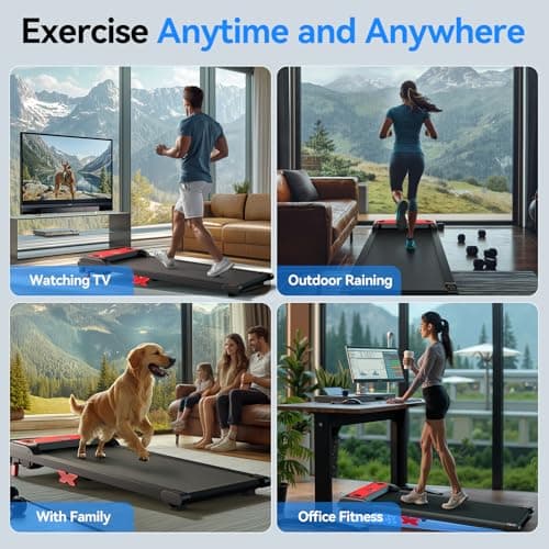 Servfit Walking Pad with Incline, 2.5HP Under Desk Treadmill, 3 in 1 Portable Treadmill with Remote Control, LED Display, Hidden Safety Switch, Mini Walking Jogging Machine for Home Office, Red 8