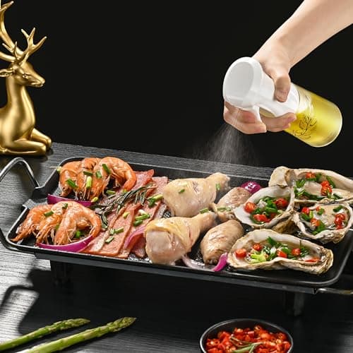 Oil Sprayer for Cooking, Olive Oil Sprayer Mister, 200ml Glass Olive Oil Spray Bottle, Kitchen Gadgets Accessories for Air Fryer, Patented Technology, Widely Used for Salad Making Baking Frying BBQ 6
