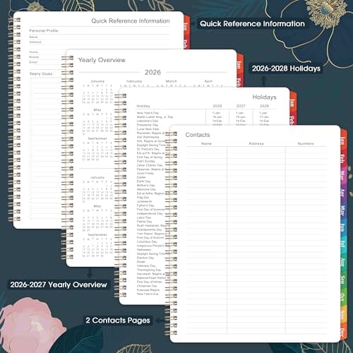 2026 Planner - Planner 2026, January - December 2026, Weekly and Monthly Planner, 9'' x 11", 2026 Calendar Planner, Monthly Tabs, Twin-wire Binding, Back Pocket, Holidays 5