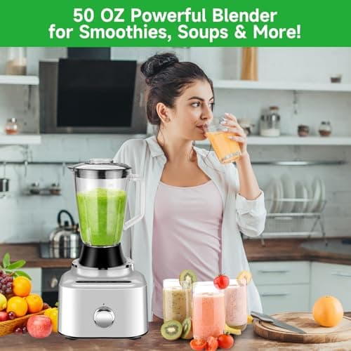 Homtone 16 Cup Food Processor, Large 11-in-1 Heavy Duty Food Processors and Blender Combo- 5 Preset Modes for Chopping,Shredding, Slicing, Kneading, Blending, Stepless Speed Control, 650W, Silver 9