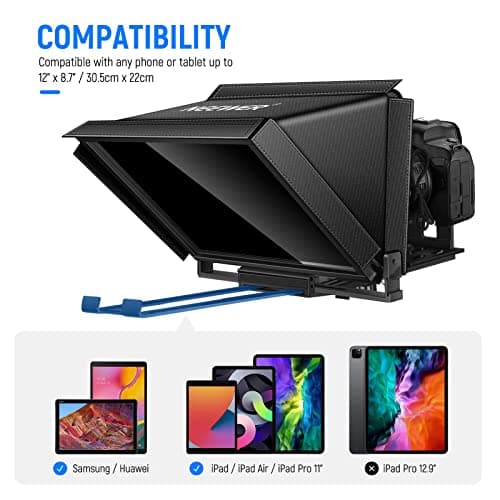 NEEWER X12 Aluminum Teleprompter with RT-110 Remote Control (Connected via Bluetooth on NEEWER Teleprompter App) & Carry Case, Compatible with iPad, iOS/Android Tablets, Smartphones, DSLRs (Black) 9