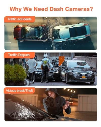 Real 4K Dash Cam Front and Rear, 5.8GHz Wi-Fi GPS, Dual Camera HDR with Top-Level Sensor, 3.3'' IPS Screen, Super Night Vision, G-Sensor, Parking Mode, Dash Camera for Cars with App, Support 512GB Max 8