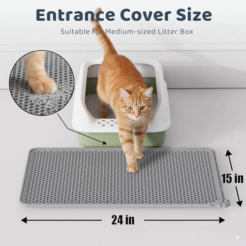 Purrersia Silicone Cat Litter Mat 24"x15" (Keep Floor Clean)(Easy Clean)(Anti-Crease)(Built to Last)(Non-Slip)(Double Layer Detachable)(Soft on Paws)(Claw-Proof) 5