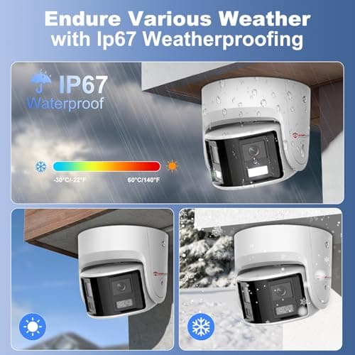 Anpviz 4K/8MP PoE Dual Lens Security Camera Outdoor 180 Degree Wide Angle,180° Panoramic IP Wired Camera with Human/Vehicle Detection, Two-Way Talk, Built-in Micro SD Card Slot, Metal IPC-D3886PD-SA 8
