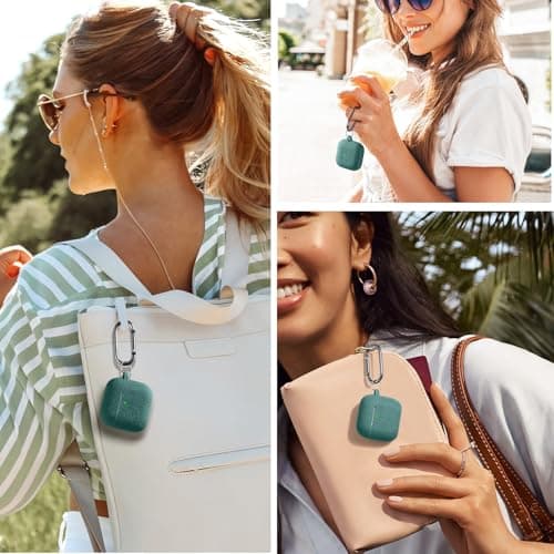 for Airpods 4 Case, DaQin Flower Engraved Case Compatible with Apple Airpods 4th Generation Cases for Women, Cute Soft Silicone Full Protective Cases Cover with Cleaner Kit & Keychain, PineGreen 9