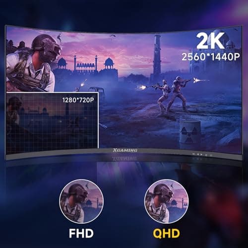 XGaming 27 Inch Curved Gaming Monitor, QHD 2560 x 1440p, 144Hz/165Hz, 16:9 Wide HDR Display, 99% sRGB, FreeSync, 1ms, Built-in Speaker, 2* HDMI & DisplayPort, Tilt Adjustable, Black 4