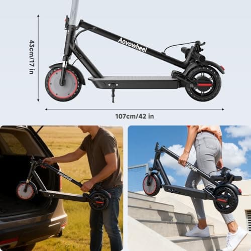 Aovowheel Electric Scooter Adults, Foldable 8.5" Solid Tires E Scooter with Dual Suspension, 19 Mph, 350W Motor, Kick Scooters Max 16 Miles Long Range for Commuting, Electric Scooter for Adults 7