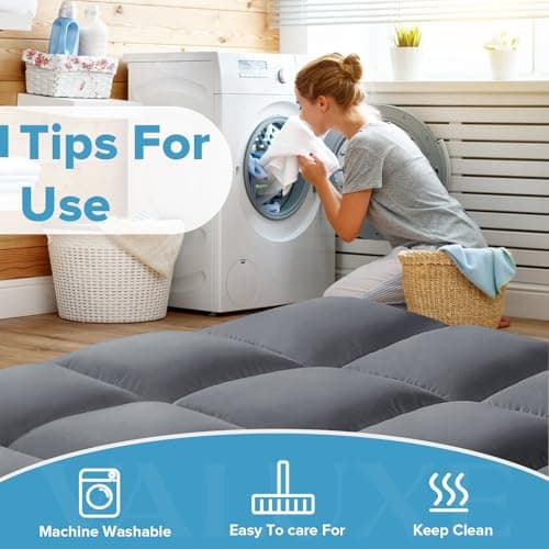 VALUXE Queen Mattress Topper Cooling Pillow Top Fitted Mattress Pad Cover Extra Thick Bed Topper Down Alternative Soft Mattress Protector for Back Pain Relief with 8-21 Inch Deep Pocket Grey 6