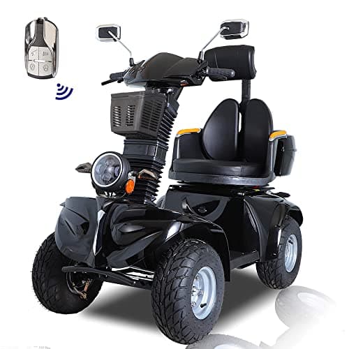 Xmatch Mobility Scooters for Seniors & Adults 600lbs Capacity, Heavy Duty 4-Wheel 3-Speed Electric Powered Wheelchair Device 1000W All Terrain, Elderly-Lockbox Adjustable Seat (DJD Black 1000W)