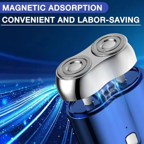 2026 New Model Mini Dual-Head Electric Shaver, Electric Mini Portable Razor, Pocket Size Washable Double Head Razor, Rechargeable Waterproof Compact Electric Shaver for Home, Car, Travel (Blue) 5