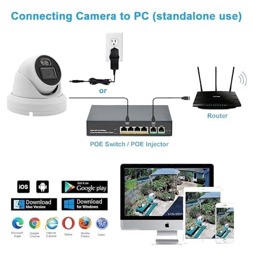 4K 8MP PoE IP Turret Camera Outdoor 24/7 Full Color Night Version 2.8mm 105° Wide Angle, H.265, IP67, Compatible with Uniview NVR, NDAA Compliant IP Security Camera 6