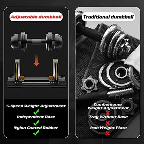 Adjustable Dumbbell Set 22lbs pair adjustable dumbbell- Perfect for Strength Training and Fitness Workouts 5