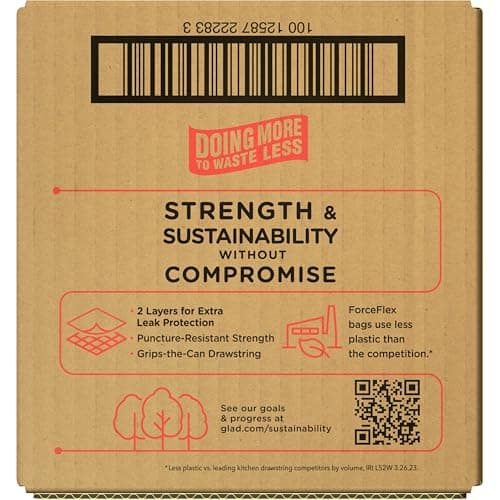 Glad ForceFlex Protection Series Tall Trash Bags, 13 Gal, Gain Original with Febreze, 110 Ct (Package May Vary) 10