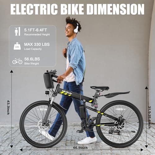 VARUN Folding Electric Bike - Peak 750W Motor Ebike for Adults, Mountain E Bicycles with 48V Long Range Battery, Up to 20+MPH 50 Miles, 7-Speed Gears & Dual Hydraulic Suspension 7