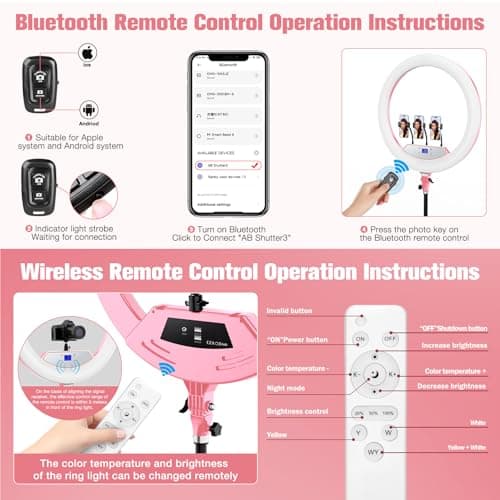 22"Ring Light with Stand,Ring Light Tripod for iPhone ipad,with 75"Tripod/LCD Display/4 ipad iPhone Clips/2 USB Ports,2600K-6500K Color Temperature,for Barber Makeup Tattoo TikTok Video Recording Vlog 7