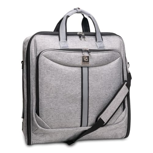 ZEGUR Premium Suit Garment Bag Carry On - Hangs 4 Suits - Travel & Business with Shoulder Strap and Laptop Compartment