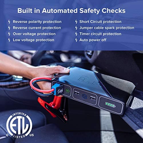 HALO Bolt Wireless Laptop Power Bank - 44400 mWh Portable Phone Laptop Charger Car Jump Starter with AC Outlet and Car Charger, Blue Graphite 6