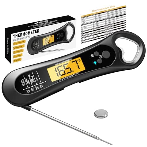 Meat Thermometer Digital, Instant Read Meat Thermometer for Grill and Cooking, with Bottle Opener, Backlight & Calibration Food Thermometer, Kitchen Gadgets for BBQ, Turkey, Candy, Liquids