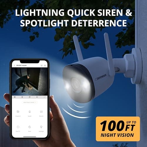 Defender AI Powered 4K Guard Pro 8MP WiFi 6, Plug-in Power Wireless Security Camera Outdoor, with Smart AI Human Detection, Bluetooth, Two-Way Talk, Works w/Guard App, 2 Pack 6