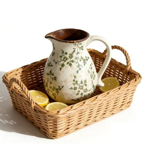 ESSGUO Ceramic Utensil Holder for Kitchen Counter, 6.1 Inch Vintage Farmhouse Rustic Cooking Utensil Holder, Modern Home Decor Countertop Organizer Crock for Flower Pot, Spoons & Kitchen Tools 8