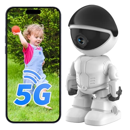 JUFLSKY Indoor Camera Robot,5G/2.4Ghz WiFi Robot Cameras for Home Security,Pet/Baby Camera with Phone App Motion Detection and Alarm,Home Security Two-Way Talk, Human Detection