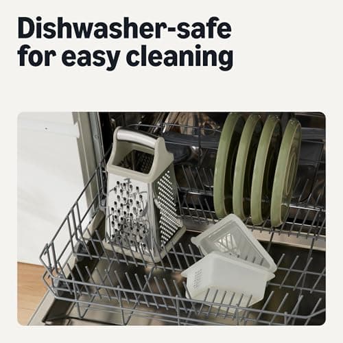 Amazon Basics 4-Sided Cheese Grater with Measurement Container, Stainless Steel, Dishwasher-Safe 5