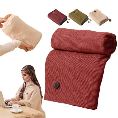 Portable Heated Shawl, 2026 New Portable Heated Blanket Shawl Wraps for Women, Cordless Heated Blanket with 3 Heating Levels for Home Camping Travel (Red)