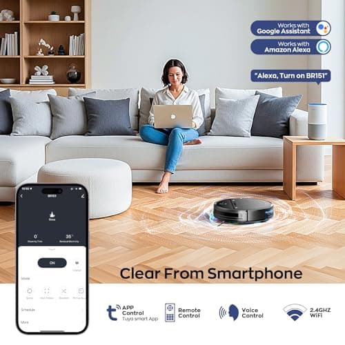 Robot Vacuum and Mop Combo, 2-in-1 Mopping Robot Vacuum Cleaner with 2300Pa Suction, 2.87'' Slim Design, Wi-Fi/App/Voice Control, 3D Obstacle Avoidance&Self-Charging for Hard Floors, Carpets, Pet Hair 5