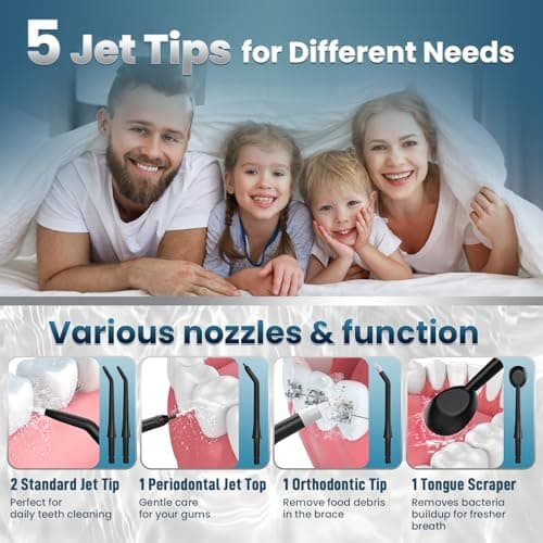 OasiSmile Water Flosser for Teeth Cleaning, 300ML Portable Cordless Oral Irrigator with DIY Strength, 4 Modes, IPX7 Waterproof & 30-Day Battery, 2-Min Smart Timer for Home/Travel Dental Care 5