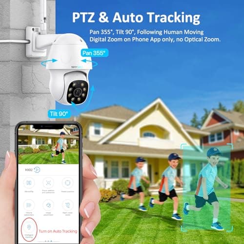 SV3C 4K Security IP Camera Outdoor, 8MP PTZ Pan Tilt Dual Band 2.4G 5G WiFi Cameras with Auto Track, Floodlight Color Night Vision, Human Detect, Onvif, RTSP Browser, 2-Way Audio, FTP, SD Card Record 7