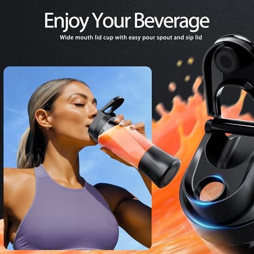 Portable Blender, Cordless, 24oz. Vessel, Personal Blender-for Shakes & Smoothies, BPA Free, Leakproof-Lid & Sip Spout, USB-C Rechargeable & Self Cleaning - Travel with 6 Sharp Blade, Black 5