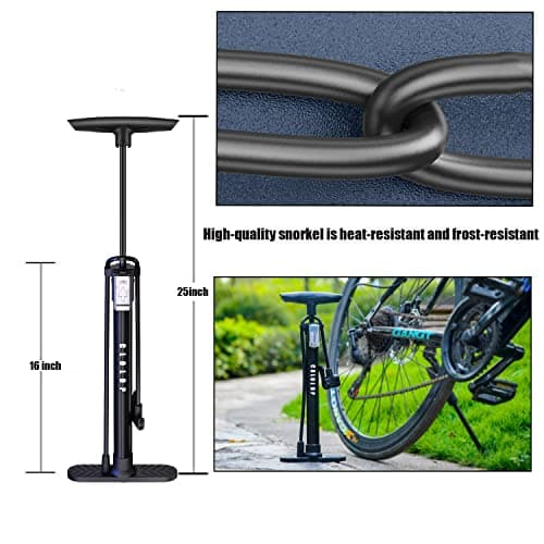 CLOLOP Bike Floor Pump with Gauge,Bike Air Pump Tire Pump Inflator, for Presta and Schrader Valve, Bicycle Pump, Ball Pump for All Bikes and Sports Balls 5
