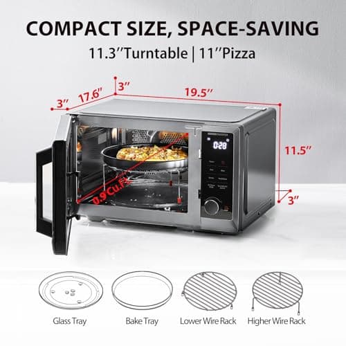 TOSHIBA 6-in-1 Inverter Countertop Microwave Oven Healthy Air Fryer Combo, MASTER Series, Air Fryer, Broil, Convection, Speedy Combi, Even Defrost, Sound On/Off 27 Auto Menu Stainless Steel 6