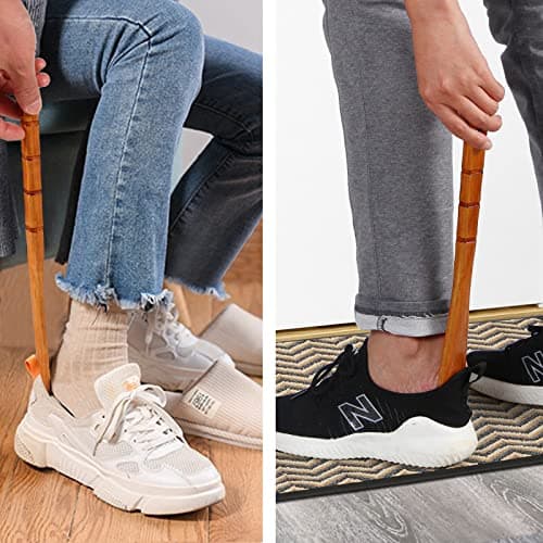 Premium Wooden Shoe Horn, 2 PCS Shoehorns Durable, 13" Long Handle Shoe horns, Lazy Shoe Helper Spoons for Seniors, Kids, Pregnancy, Men, Women 6