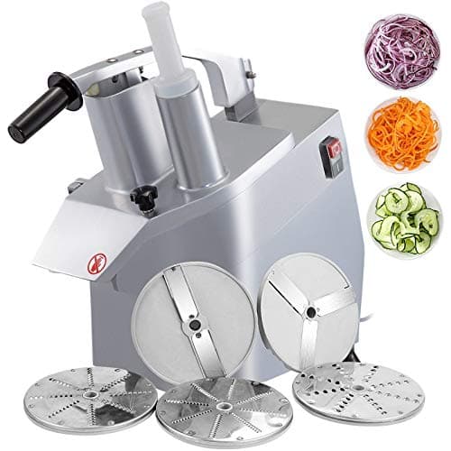 VBENLEM 110V Commercial Food Processor 2 Feeding Holes, 550W Electric Vegetable Slicer 1600 RPM, Stainless Steel Vegetable Processor Detachable 6-blades, 3mm/4mm/7mm Shred, 2mm/4mm Slice
