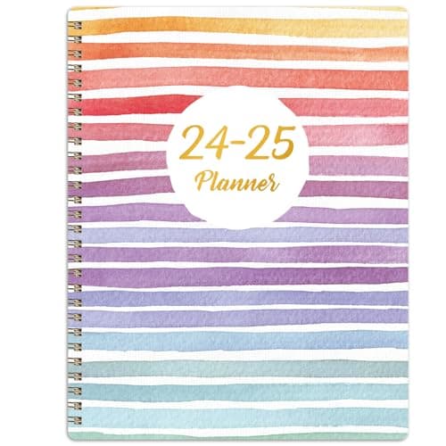Planner 2024-2025 - JUL 2024 - JUN 2025, 12 Month Planner 2024-2025, 8"x10", Academic Planner 2024 with Marked Tabs + Thick Paper + Contacts + Calendars + Holidays + Twin-Wire Binding - Rainbow