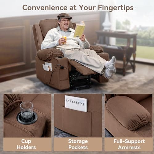 Susalt Lift Chair, Recliners on Clearance, Power Lift Recliner for Elderly/Post-Surgery Recovery, Electric Lift Reclining Chair with Cup Holder, 90°- 155°Adjustable Backrest Fabric Recliner 7